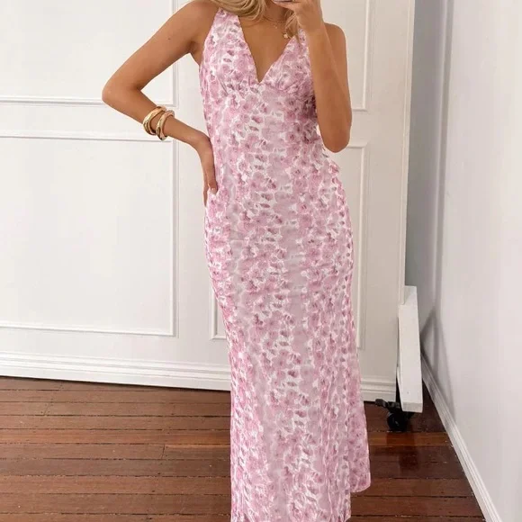 NWT Beginning Boutique Farida Pink Lace Maxi Dress - Picture 3 of 15